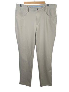 FootJoy Athletic Fit Golf Pants Mens 36x32 Stone 5-Pocket Performance Flaw